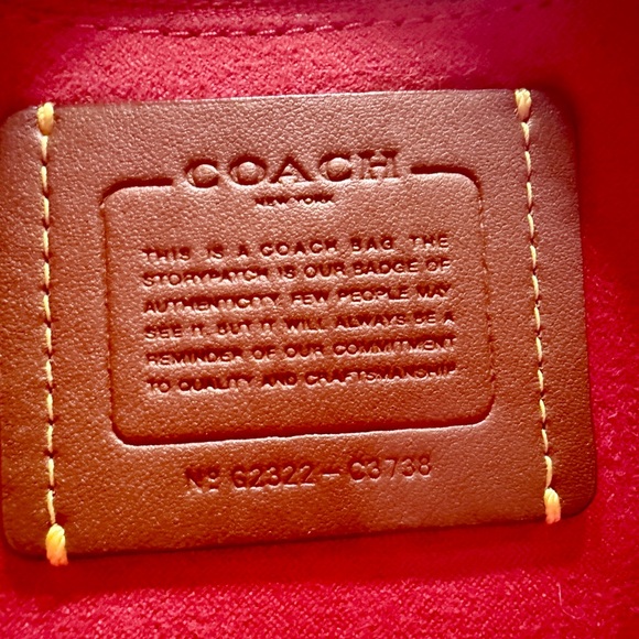 Coach Red Leather Saddle Crossbody with Gold Ring Detail - Picture 7 of 14